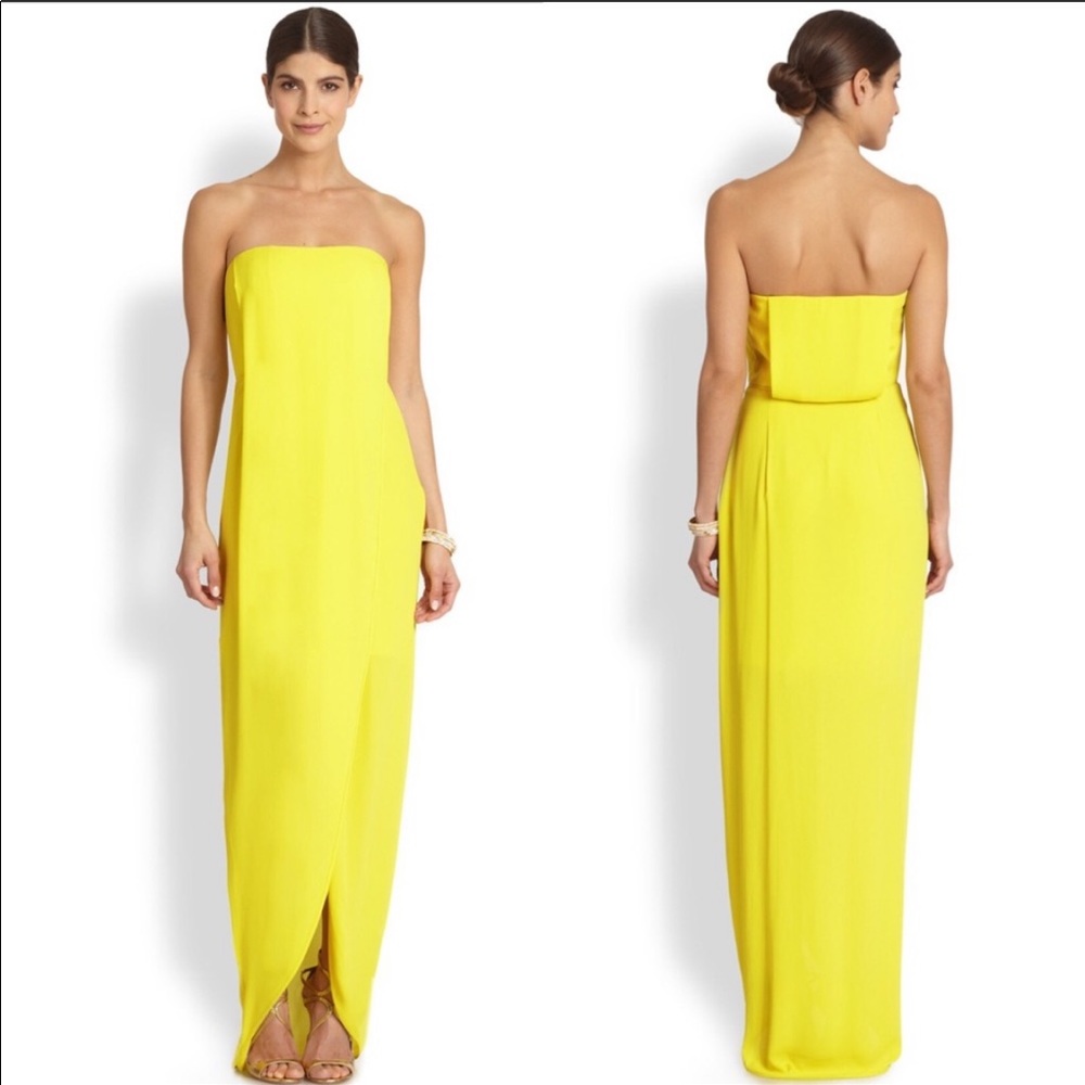 BCBGMaxAxria Jesse Strapless Yellow Dress